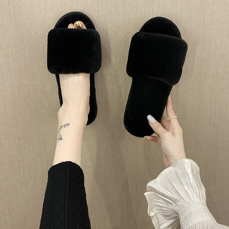 Dam Tofflor i Syntetisk Päls med Bekväm Sula – Mjuk och Stilren Design för Inomhus och Utomhus 4