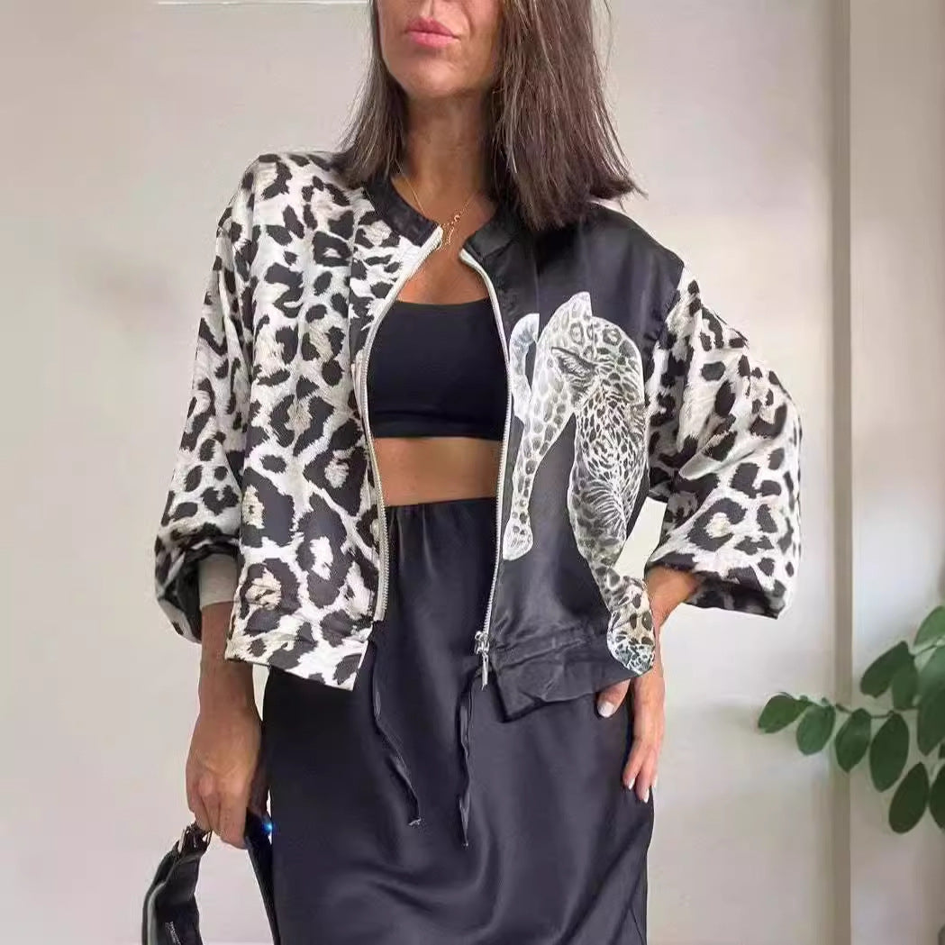 Herrens Lättjacka Leopardmönstrad Polyester-2