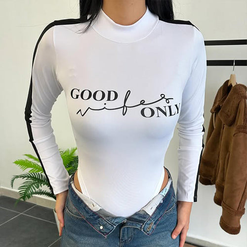 Dam Bodysuit Långärmad Modern Design Stretchigt Tyg 1