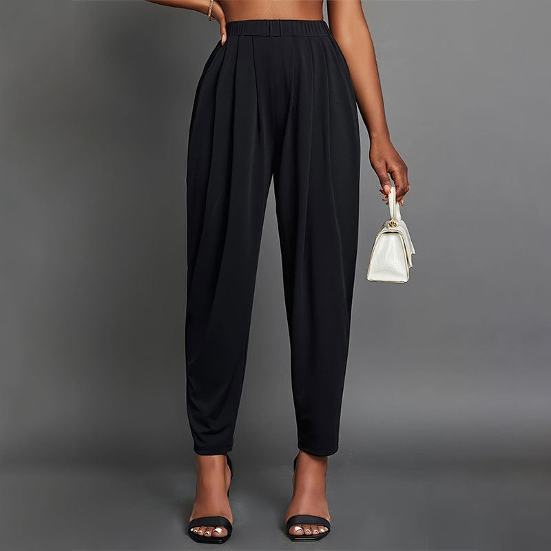 Kvinnor Harembyxor Lös Passform Veckad Design Mjuk Tygblandning 7