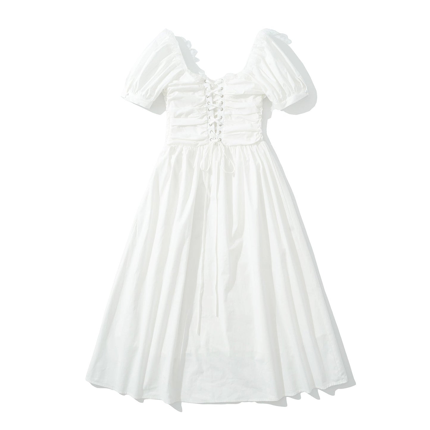 Kvinnors Klänning Puffärmar Rufsad Lätt Tyg 2