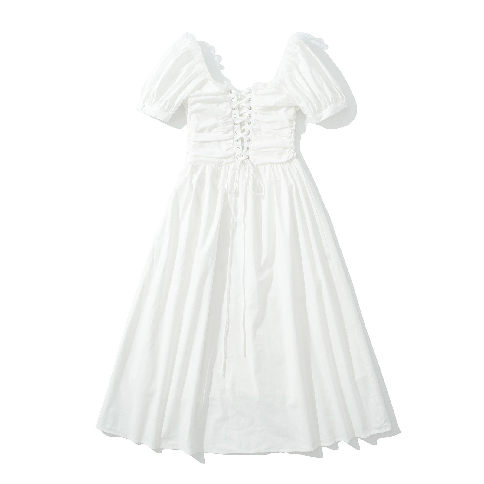 Kvinnors Klänning Puffärmar Rufsad Lätt Tyg 2