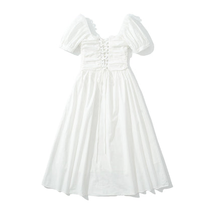 Kvinnors Klänning Puffärmar Rufsad Lätt Tyg 2