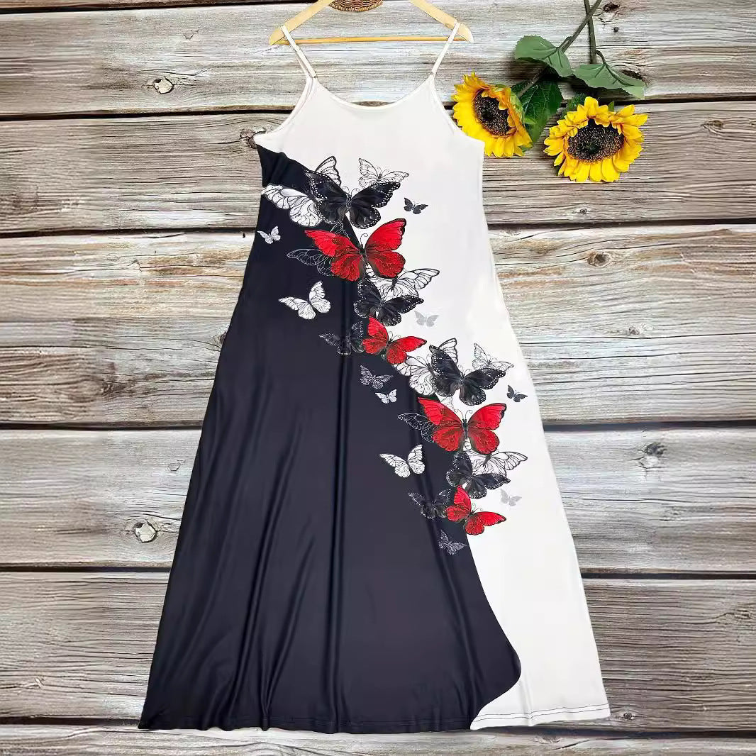 Fina Dam Klänningar Lång Utan Ärmar Digitaltryckt Polyester 3