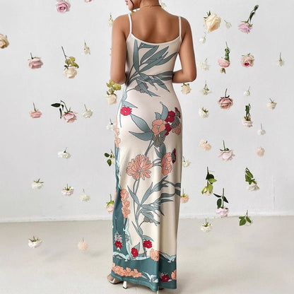 Dam Maxiklänning Blommig Kroppsnära Polyester-3