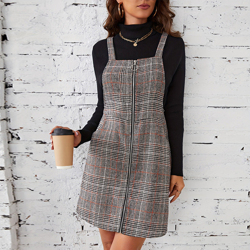 Damklänning A-linjeformad Midi med Mönster och Dragkedja-5