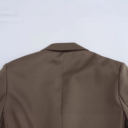 Dam Blazer Med Reverskrage och Bälte Högkvalitativt Tyg-4