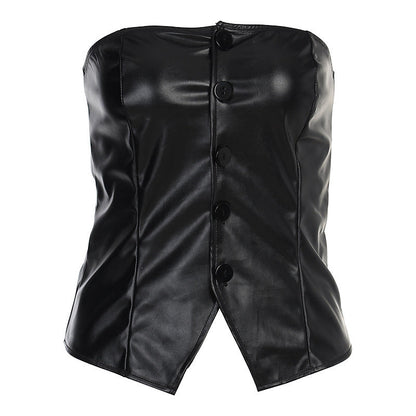 Variant image for Festtoppar Dam Off Shoulder Topp i PU Material-1