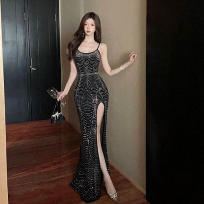 Kvinnors Transparent Klänning Spaghetti Bandage Polyester Spandex-3