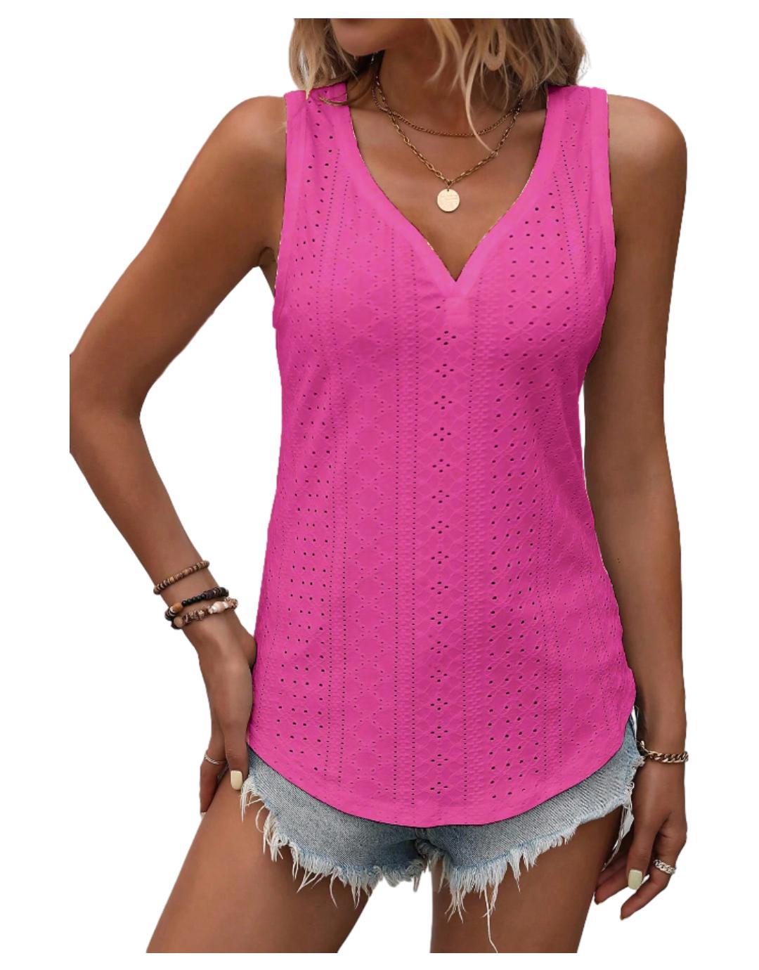 Variant image for Dam Löst Sittande Tank Top V-Ringning Polyester-26