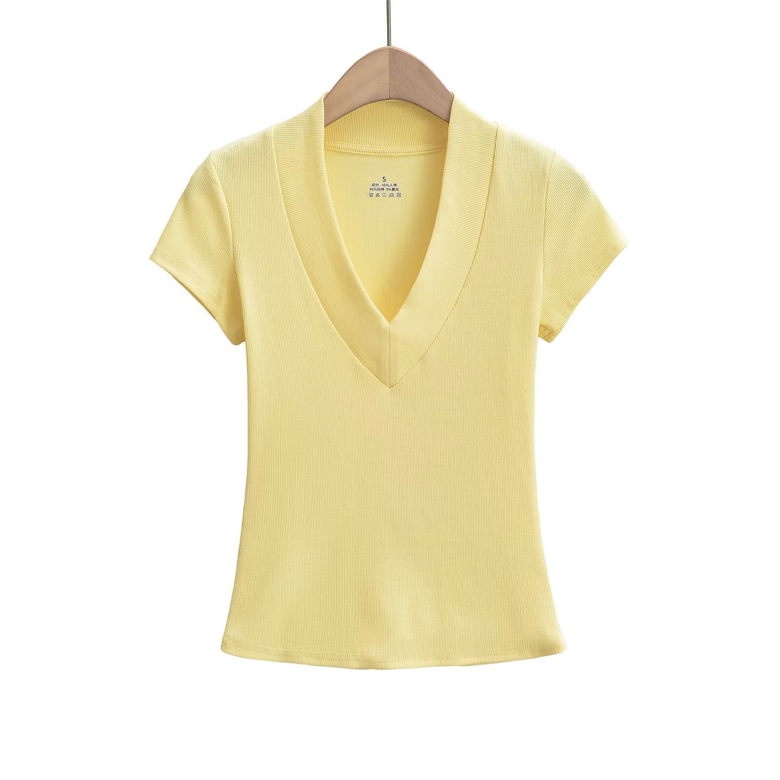 V-ringad Ribbad Topp för Dam i Bomullsmix – Perfekt Festtoppar och Vardagstopp 9
