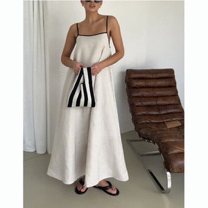 Damklänning Off-Shoulder Lång Spaghetti-Bärar Polyester-4