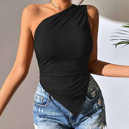 Dam Off-Shoulder Topp Asymmetrisk Bomull-5