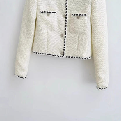 Damjacka Strukturerad Elegant Design med Puffärmar-4