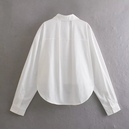 Dam Skjorta Överdimensionerad Enfärgad 100% Bomull-4