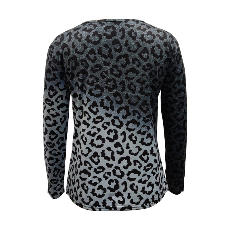 Dam T-shirt Kortärmad Leopardmönster Polyester-5