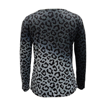 Dam T-shirt Kortärmad Leopardmönster Polyester-5