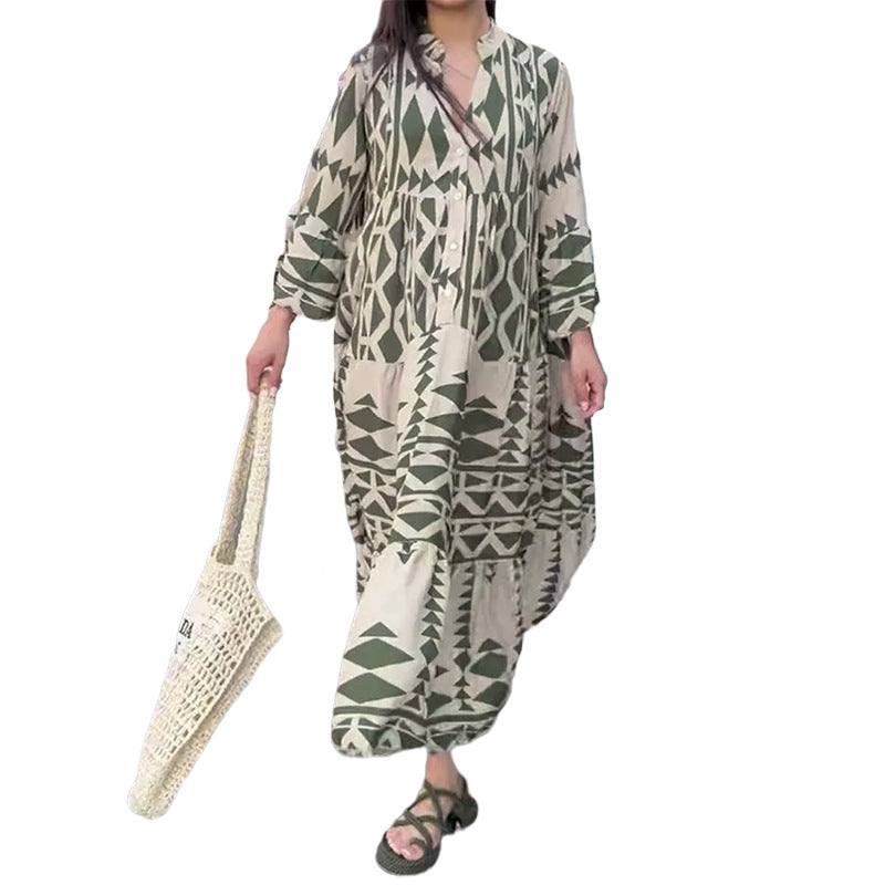 Dam A-Line Klänning Geometriskt Mönster Polyester för Fina Tillfällen-4