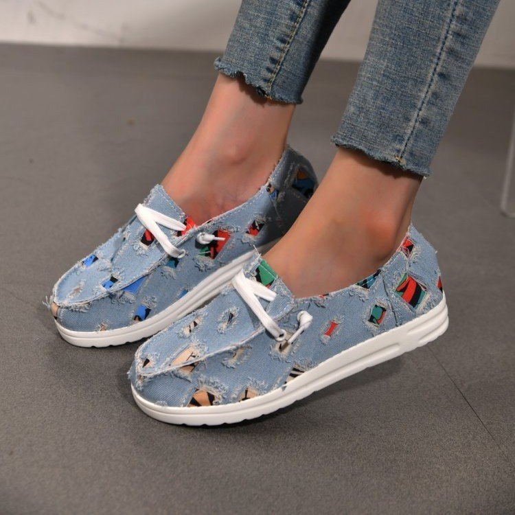 Kvinnors Sneakers i Denimdesign med Andningsbara Skär och Lätt Sula – Bekväm och Trendig Fritidssko 3