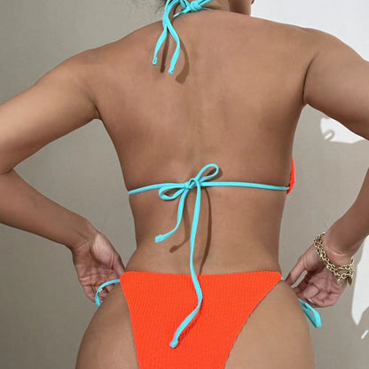 Dam Triangelbikini Ribbad Justerbara Band Hållbart Tyg 4