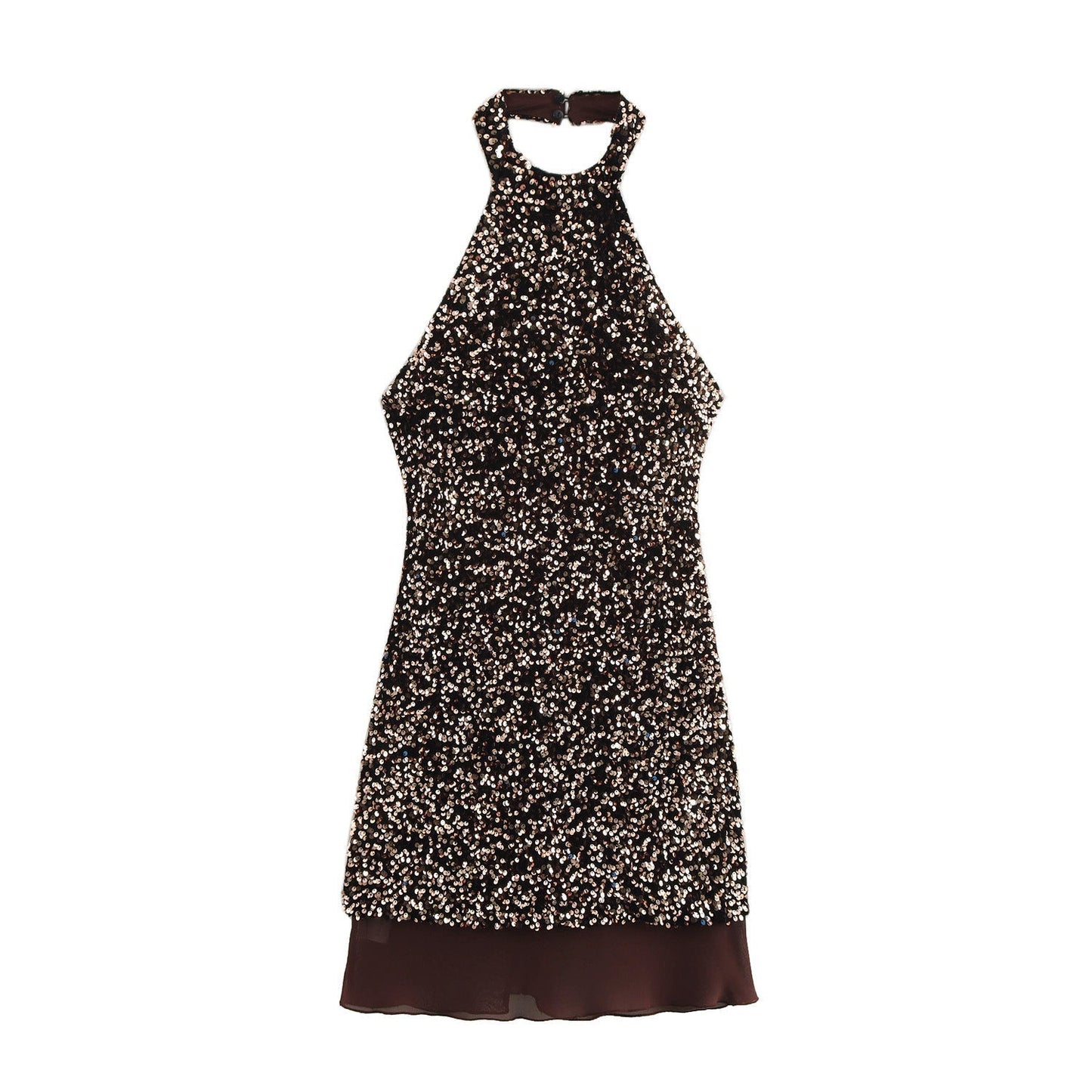 Damklänning Halterneck A-Line Polyester Mini Fina Klänningar-1