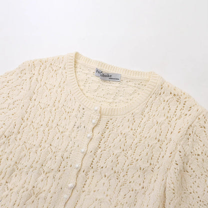 Kvinnors Cardigan Kortärmad Spetsdetaljer Lätt Tyg-3