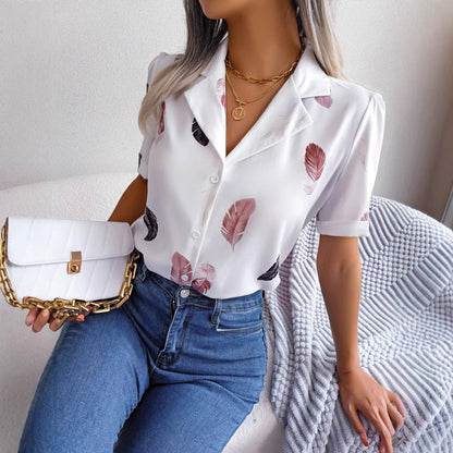 Dam Vårdräkt Revers Blus Polyester Kort Ärmlängd-3