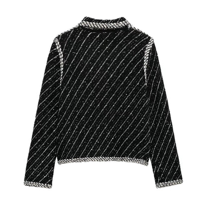 Dam Långärmad Rock Street Fashion Polyester med Patchworkdetaljer-3