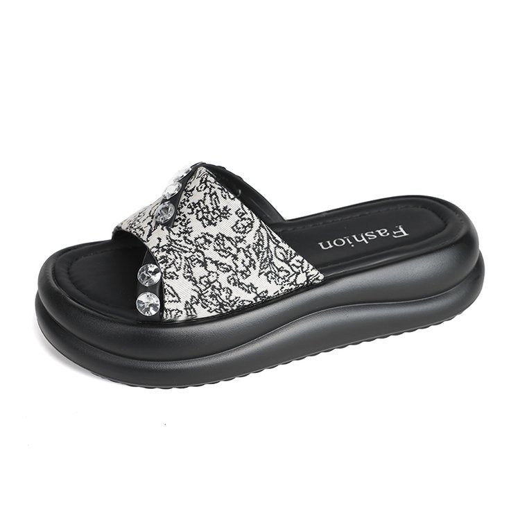 Kvinnors Pantoletter Kamouflage Design Syntetisk med Strass 8