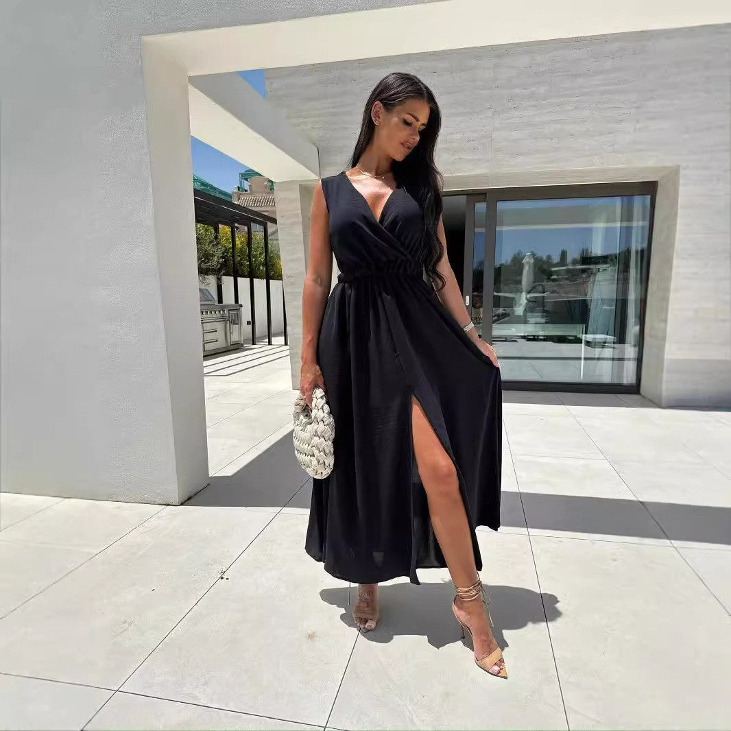 Variant image for Kvinnors Långklänning A-Line Polyester Ärmlös för Fest och Bröllop-1