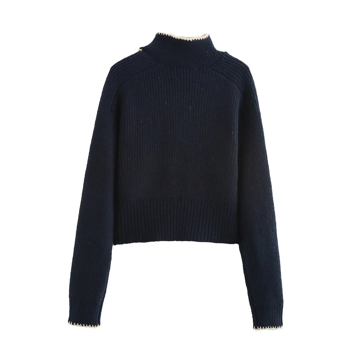 Stickad Tröja i Ullblandning med Ribbstruktur och Dekorativ Detalj för Kvinnor – Mångsidig för Vardag och Fest 2