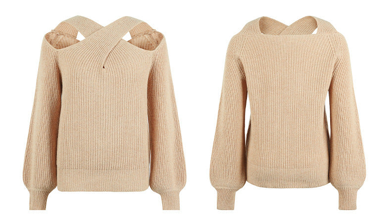 Dam Tröja Off-Shoulder Långa Ärmar Polyester Loose Fit-6