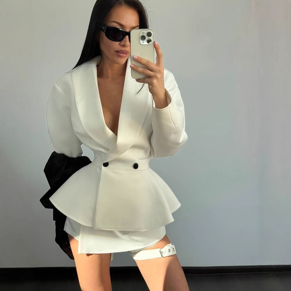 Kvinnors Peplum Blazerjacka Elegant Hårt Kläde 4