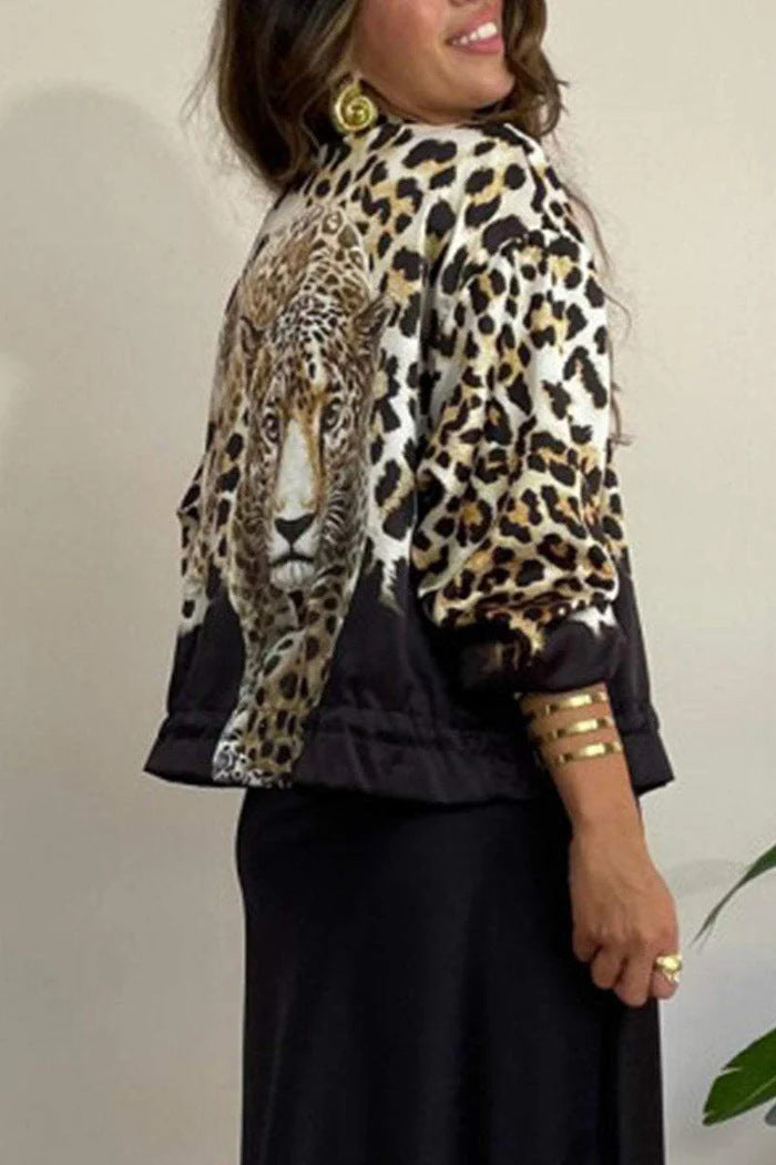 Herrens Lättjacka Leopardmönstrad Polyester-6
