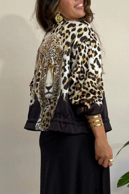 Herrens Lättjacka Leopardmönstrad Polyester-6