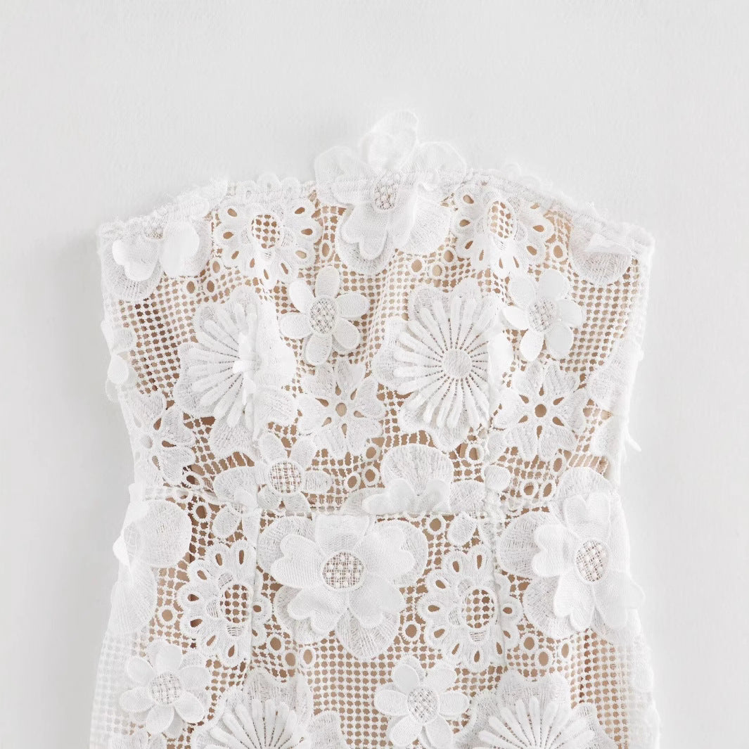 Kvinna A-Line Klänning Halterneck Polyester Patchwork-3