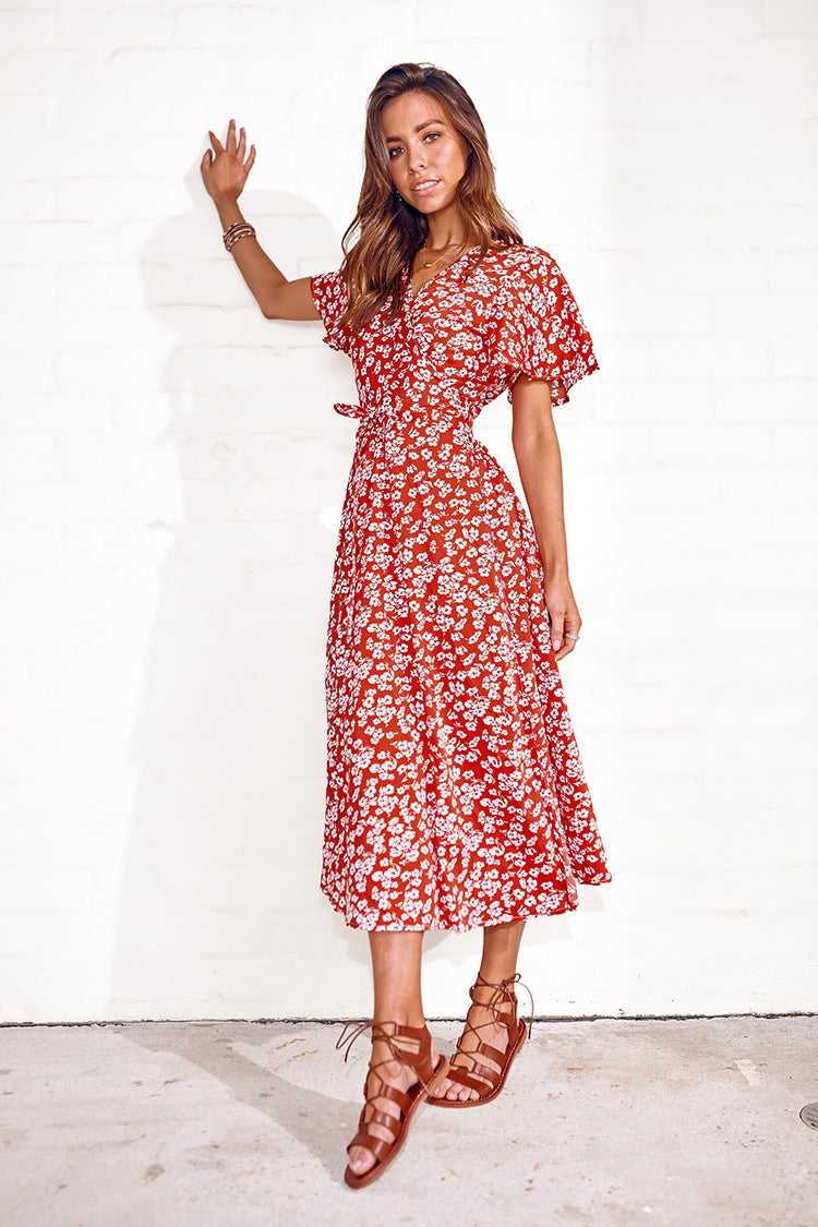 Variant image for Kvinnor Midi Klänning V-Neck A-linjeformad Polyester-1