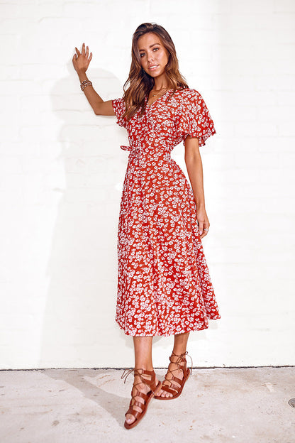 Variant image for Kvinnor Midi Klänning V-Neck A-linjeformad Polyester-1