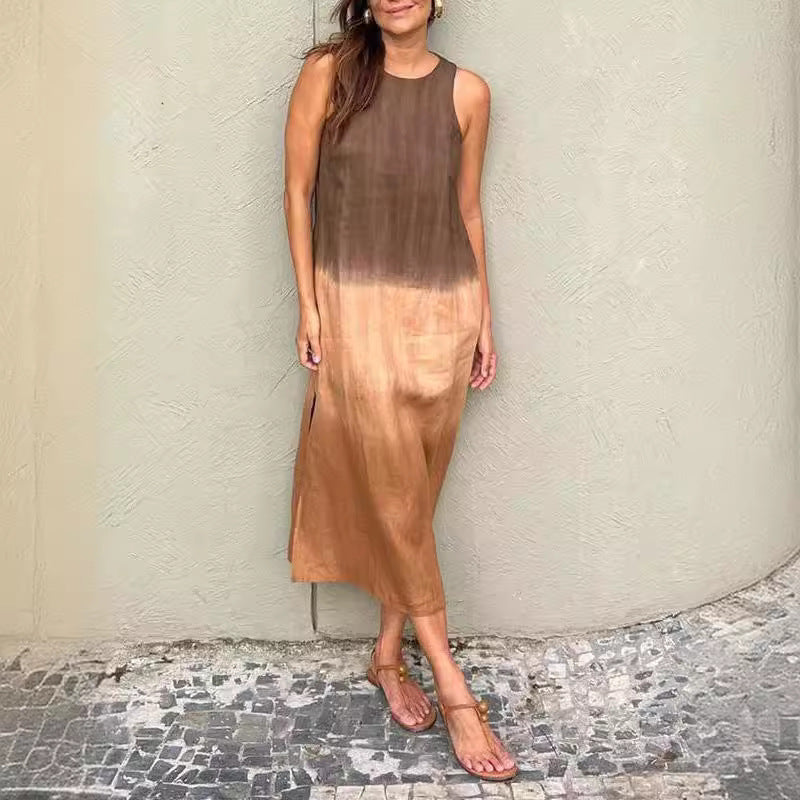 Kvinnors A-Line Klänning i Bomull och Linne-6