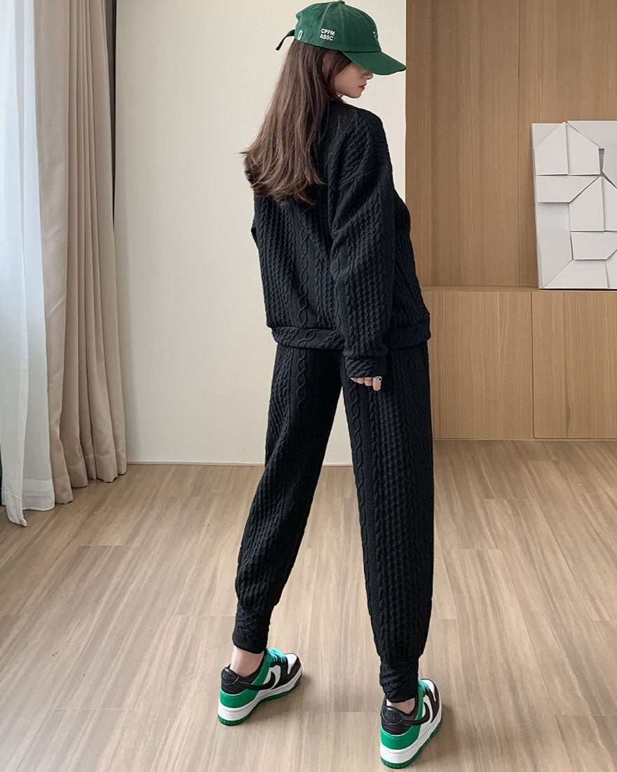 Mjukis Set för Damer – Långärmad Tröja och Dubbla Fickbyxor i Mjuk Tygblandning, Perfekt för Avslappnade Dagar 5