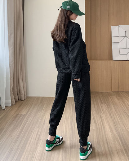 Mjukis Set för Damer – Långärmad Tröja och Dubbla Fickbyxor i Mjuk Tygblandning, Perfekt för Avslappnade Dagar 5