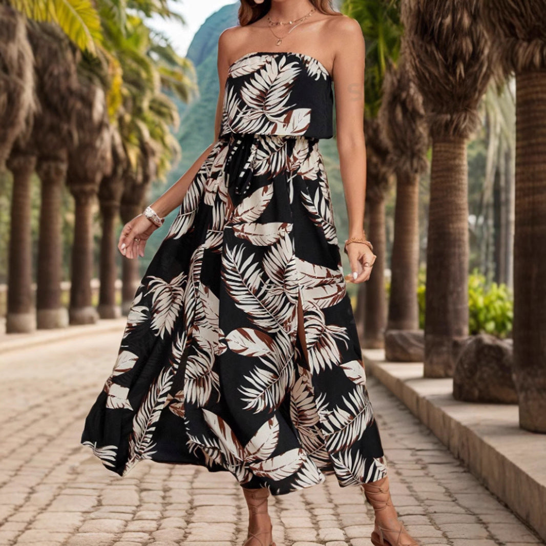 Maxiklänning Dam Asymmetrisk Ruffle Polyester för Sommar-2