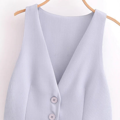 Dam Skjorta V-ringad Randig Polyester Ärm- och Långärmad Modern Passform-3