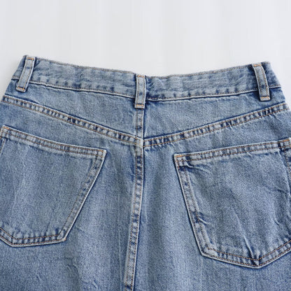Lång Jeanskjol Dam med Svängande Nederkant i Högkvalitativ Denim – Denimblå, Midja Silhuett 3