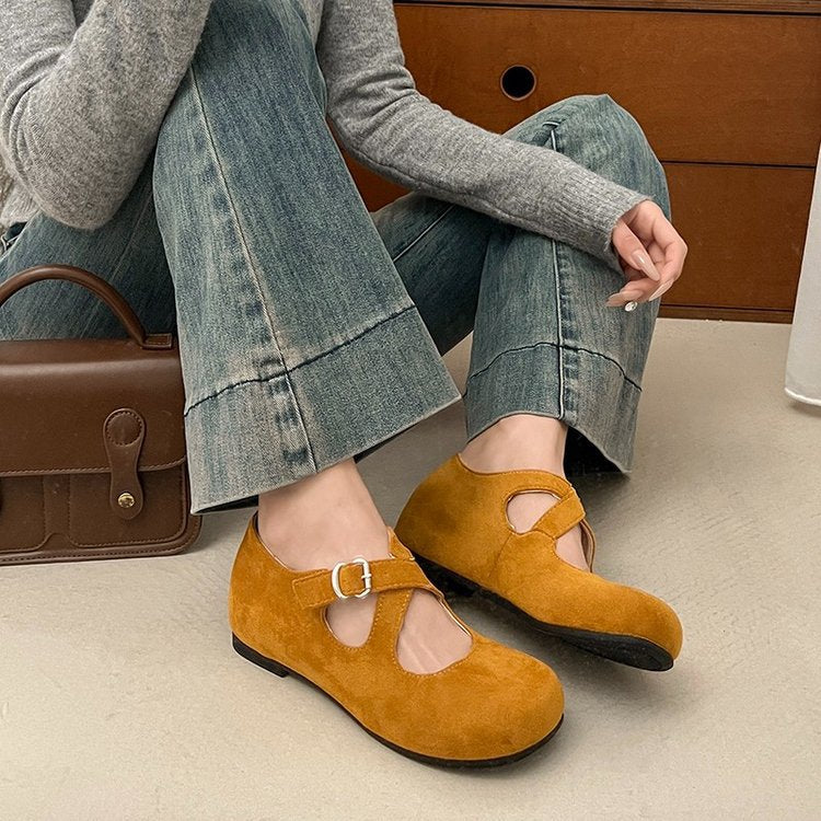 Dam Skor Mary Jane Klassisk Design Mocka med Vadderad Sula 4