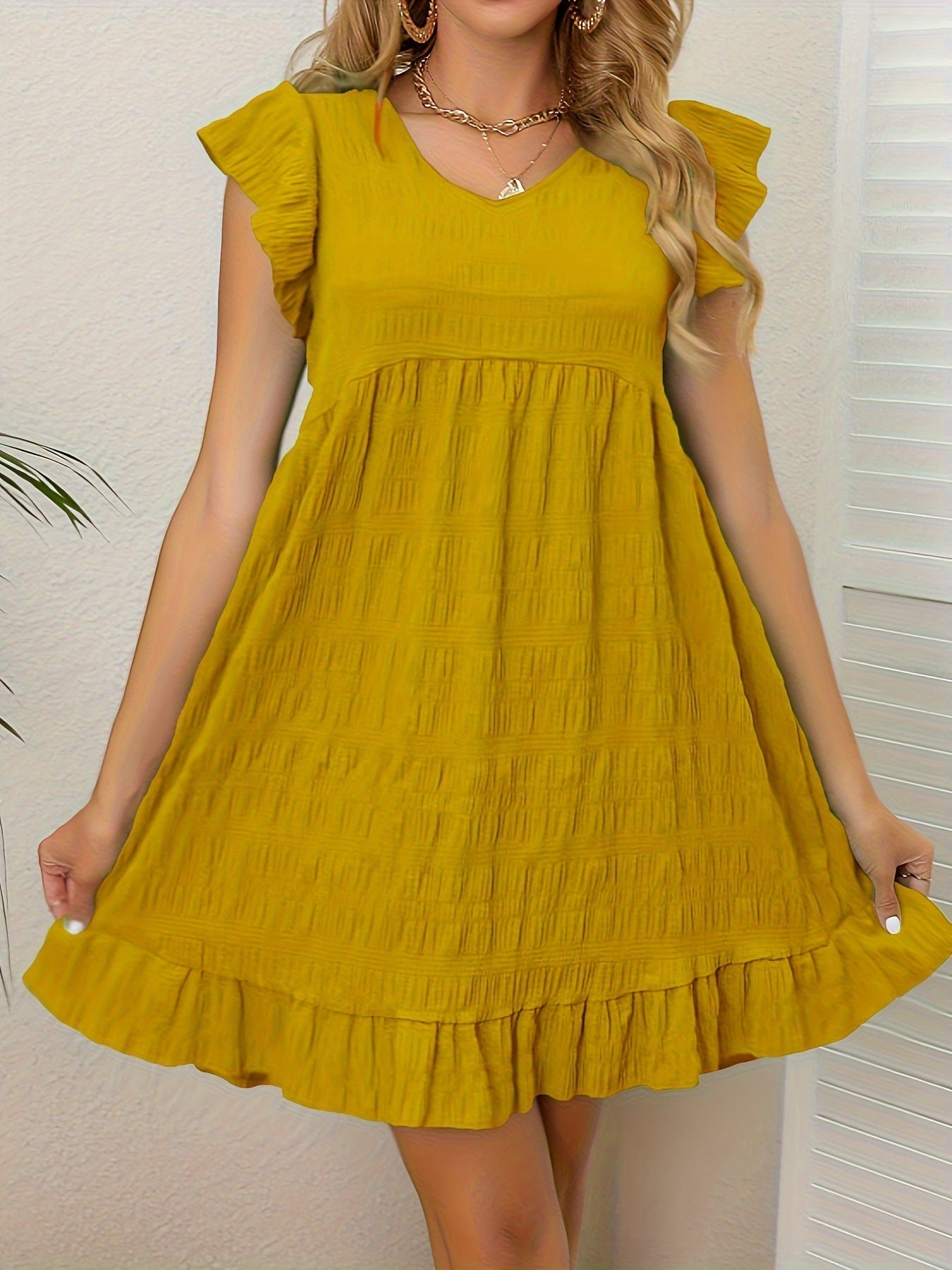 Variant image for Kvinnors A-Line Klänning Veckad Ruffle Polyester-1