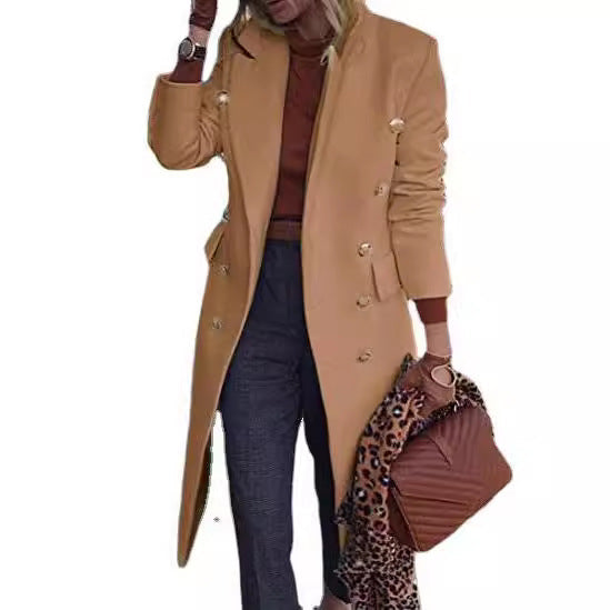 Dam Dubbelknappad Ullrock Medellång Polyester-4