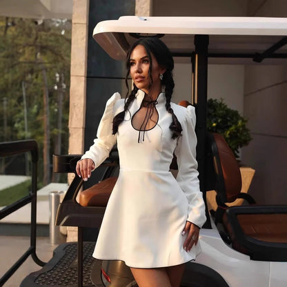 Kvinnoklänning Snörning Tygblandning Elegant 3