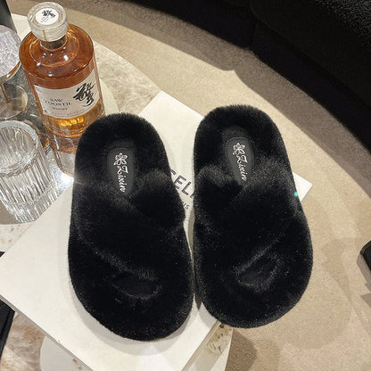 Damtofflor Fluffiga med Dekorativ Päls och Dämpande Sula 3