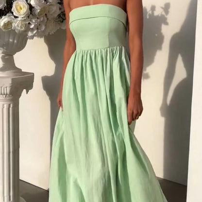 Kvinnors Off-the-Shoulder Klänning Lång Spandex-2